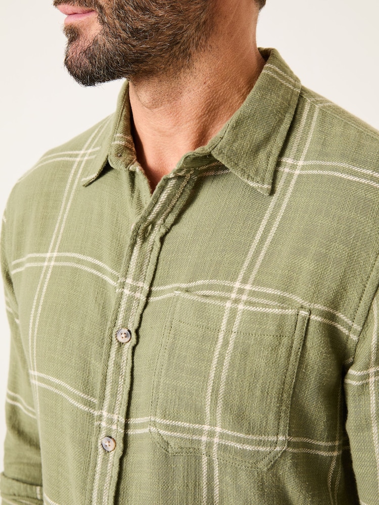 FatFace Wells Mid Green Long Sleeve Check Shirt - Image 5 of 6