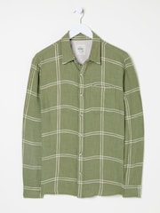 FatFace Wells Mid Green Long Sleeve Check Shirt - Image 6 of 6