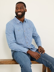 FatFace Chambray Blue Leaf Print Long Sleeve Shirt - Image 3 of 6