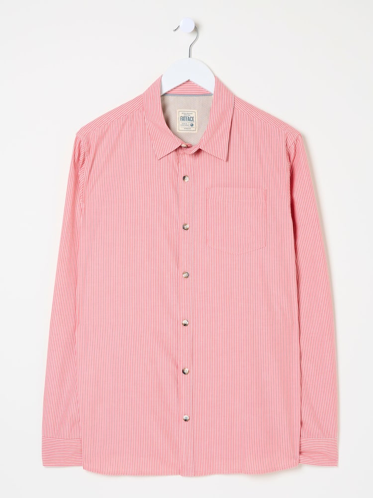 FatFace Dusky Pink Long Sleeve Elm Stripe Shirt - Image 6 of 6