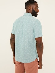 FatFace Pale Blue Short Sleeve Tile Print Shirt - Image 2 of 5