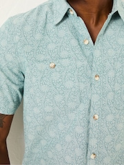 FatFace Pale Blue Short Sleeve Tile Print Shirt - Image 4 of 5