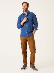 FatFace Blue Denim Long Sleeve Brushed Shirt - Image 1 of 5
