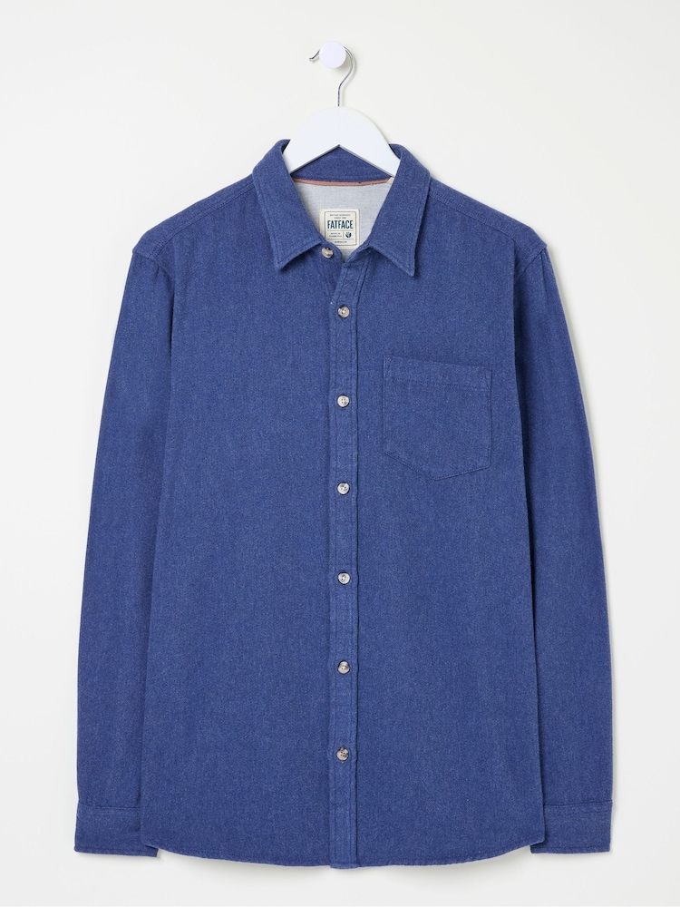 FatFace Blue Denim Long Sleeve Brushed Shirt - Image 5 of 5