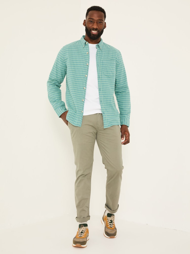 FatFace Bath Light Teal Long Sleeve Check Shirt - Image 1 of 6