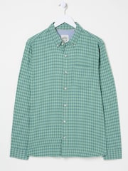 FatFace Bath Light Teal Long Sleeve Check Shirt - Image 6 of 6