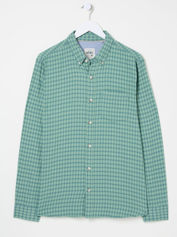 FatFace Bath Light Teal Long Sleeve Check Shirt - Image 6 of 6