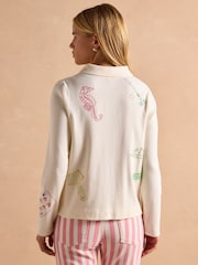 Joules Harbour Embroidered Cream Jersey Cardigan - Image 11 of 15