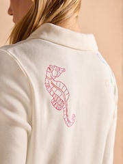 Joules Harbour Embroidered Cream Jersey Cardigan - Image 12 of 15
