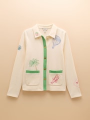 Joules Harbour Embroidered Cream Jersey Cardigan - Image 15 of 15