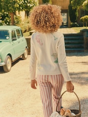 Joules Harbour Embroidered Cream Jersey Cardigan - Image 2 of 15