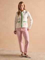 Joules Harbour Embroidered Cream Jersey Cardigan - Image 8 of 15