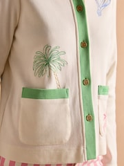 Joules Harbour Embroidered Cream Jersey Cardigan - Image 9 of 15