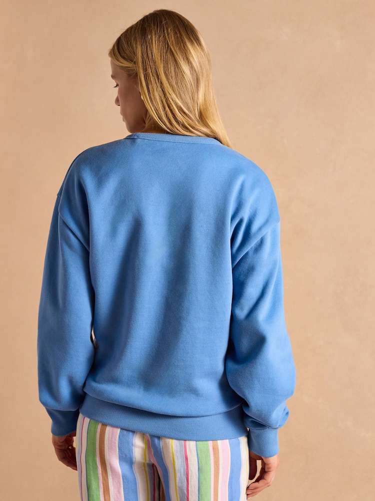 Blue Cotton Rich - Joules Graphic Crew Neck Sweatshirt - صورة 2 من 7