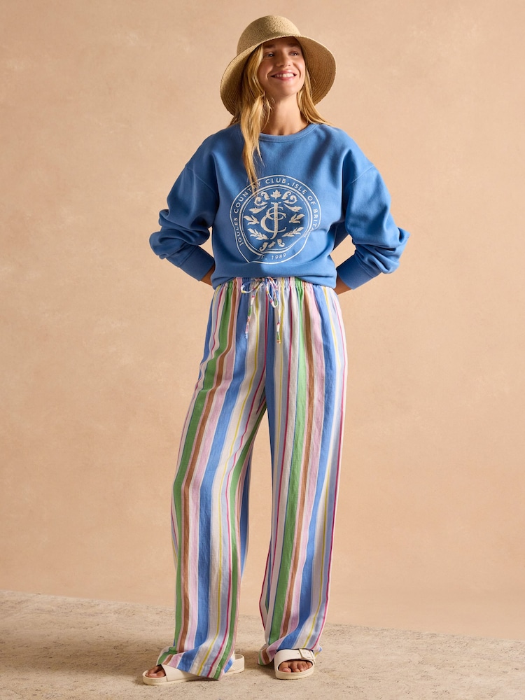 Joules Graphic Blue Cotton Rich Crew Neck Sweatshirt - Image 6 of 7