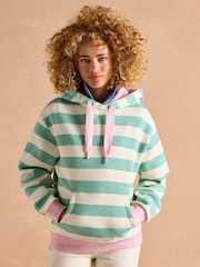 Joules Milbourne Green Marl Stripe Cotton Rich Hoodie - Image 1 of 9