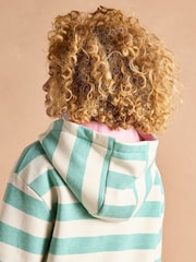 Joules Milbourne Green Marl Stripe Cotton Rich Hoodie - Image 5 of 9