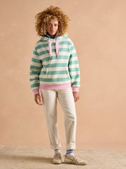 Joules Milbourne Green Marl Stripe Cotton Rich Hoodie - Image 6 of 9