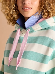 Joules Milbourne Green Marl Stripe Cotton Rich Hoodie - Image 7 of 9