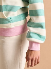 Joules Milbourne Green Marl Stripe Cotton Rich Hoodie - Image 8 of 9