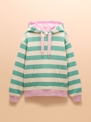 Joules Milbourne Green Marl Stripe Cotton Rich Hoodie - Image 9 of 9