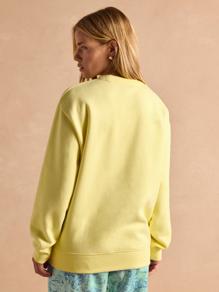 Joules Graphic Yellow Cotton Rich Crew Neck Sweatshirt - Image 4 of 8