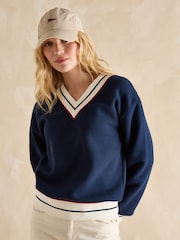 Navy Blue Cotton Rich - Joules Varsity Embroidered Sweatshirt - Imagen 1 de 7