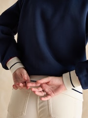 Navy Blue Cotton Rich - Joules Varsity Embroidered Sweatshirt - Imagen 5 de 7