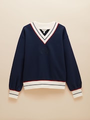 Navy Blue Cotton Rich - Joules Varsity Embroidered Sweatshirt - Imagen 7 de 7
