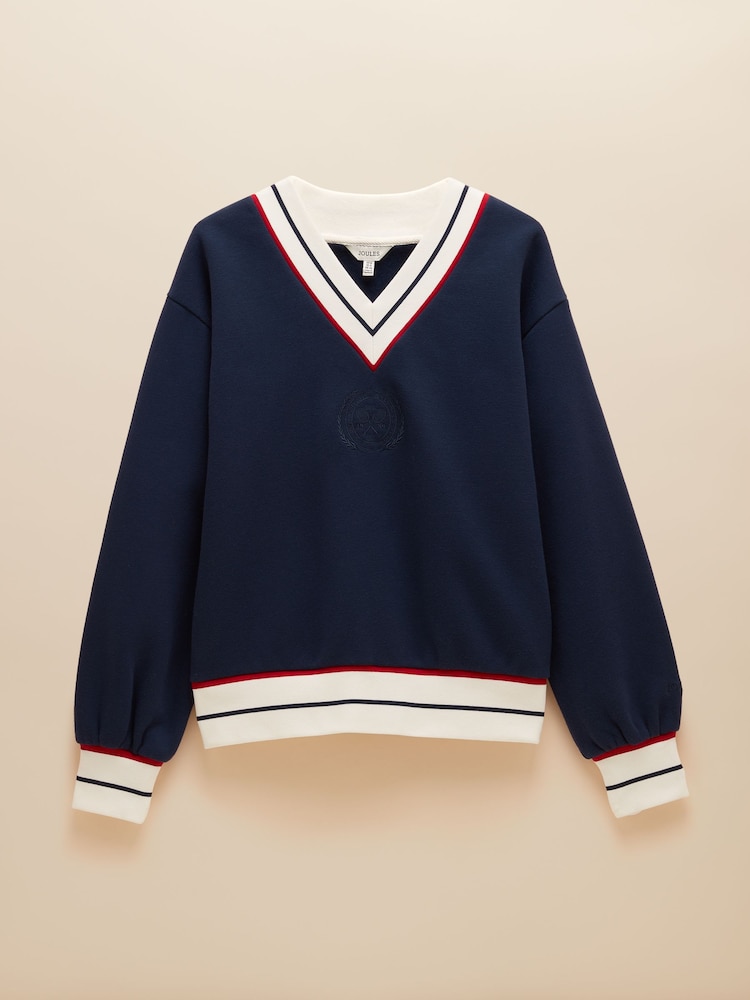 Navy Blue Cotton Rich - Joules Varsity Embroidered Sweatshirt - Imagen 7 de 7