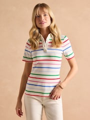 Joules Fairfield Multi Short Sleeve Ribbed Polo Shirt - Image 1 of 6