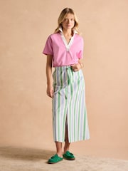 Joules Tallie Pink Short Sleeve Combed 100% Cotton Collared Top - Image 4 of 9