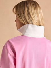 Joules Tallie Pink Short Sleeve Combed 100% Cotton Collared Top - Image 8 of 9