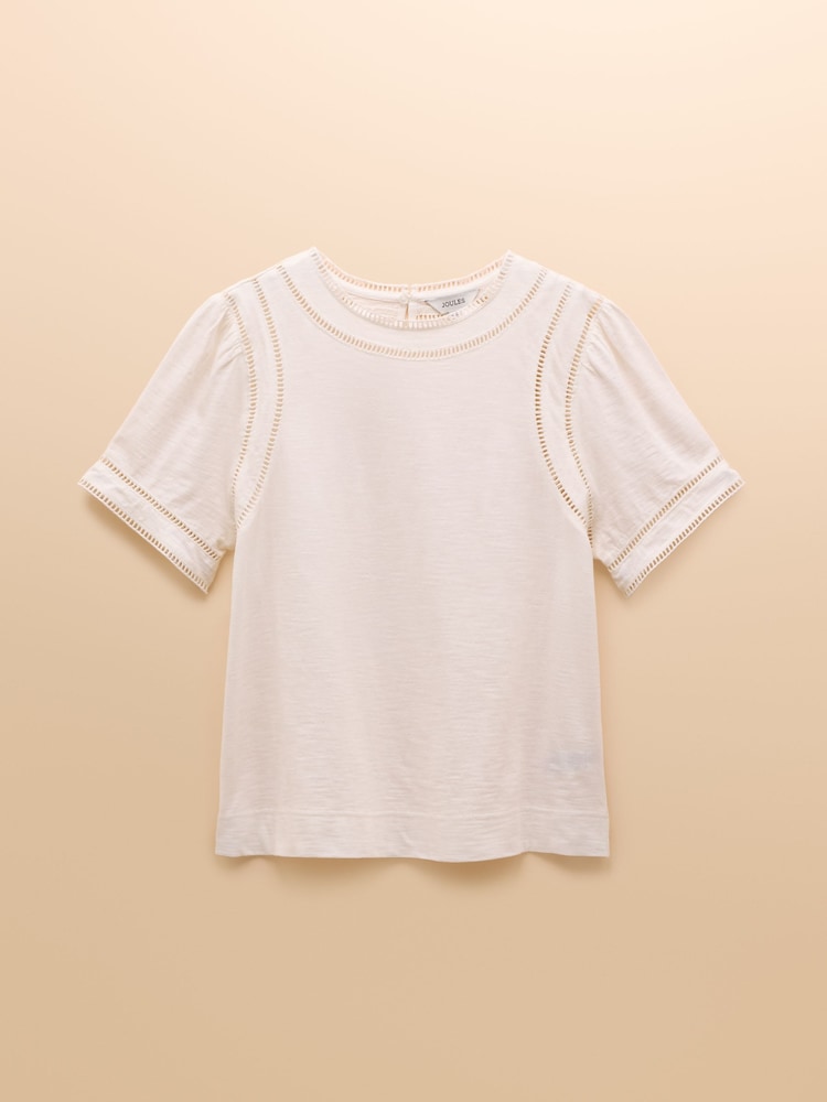 Blanco - Joules Sienna Ladder Trim T-Shirt - Imagen 10 de 10
