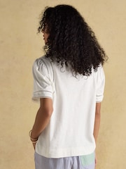Joules Sienna White Ladder Trim T-Shirt - Image 2 of 8