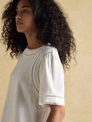 Joules Sienna White Ladder Trim T-Shirt - Image 4 of 8