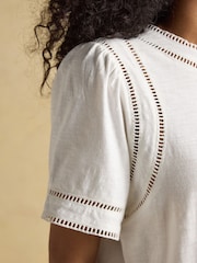 Joules Sienna White Ladder Trim T-Shirt - Image 6 of 8