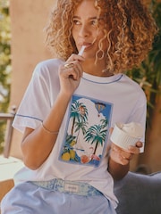 Joules Postcard Graphic Cotton Short Sleeve T-Shirt - Image 1 of 8