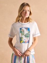 Joules Postcard Graphic Cotton Short Sleeve T-Shirt - Image 3 of 8