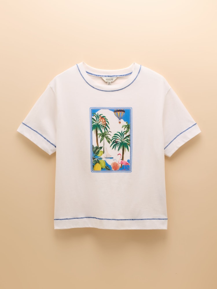 Joules Postcard Graphic Cotton Short Sleeve T-Shirt - Image 8 of 8