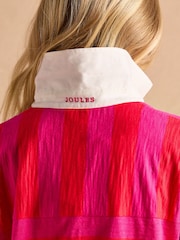 Joules Leighton Pink Stripe Short Sleeve Cotton Slub Rugby Top - Image 6 of 7