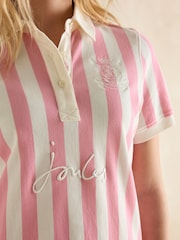 Joules Beaufort Pink/Cream Stripe Polo Shirt - Image 5 of 7