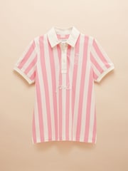 Joules Beaufort Pink/Cream Stripe Polo Shirt - Image 7 of 7