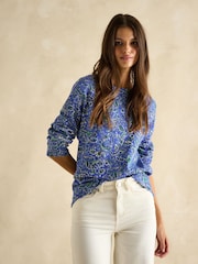 Joules Harbour Blue Paisley Boat Neck Printed Top - Image 1 of 7