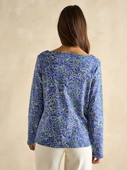 Joules Harbour Blue Paisley Boat Neck Printed Top - Image 2 of 7
