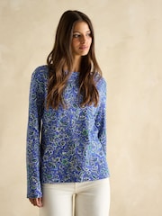 Joules Harbour Blue Paisley Boat Neck Printed Top - Image 3 of 7