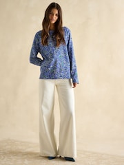 Joules Harbour Blue Paisley Boat Neck Printed Top - Image 4 of 7