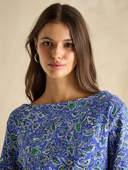 Joules Harbour Blue Paisley Boat Neck Printed Top - Image 5 of 7