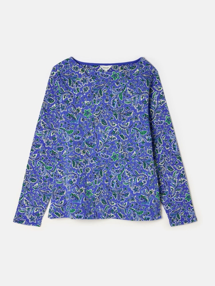 Joules Harbour Blue Paisley Boat Neck Printed Top - Image 7 of 7