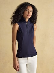 Joules Kate Navy Sleeveless Frill Neck Top - Image 1 of 7